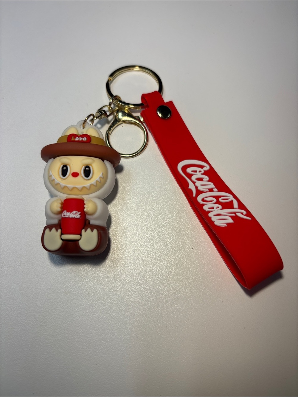 Coca-Cola Red Strap Keychain with Character Charm NWOT